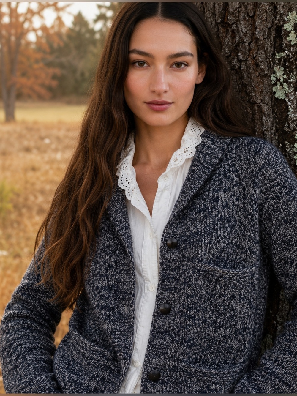 Vintage Y2K Levi’s Marled Navy Blue Knit Cardigan Jacket Grandpa Chic Cozy, L